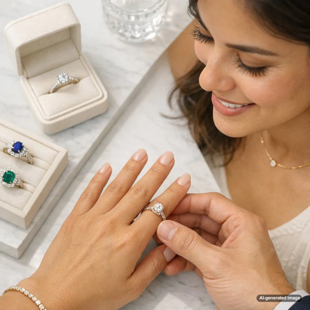 Close up of an open gallery ring setting showing the open underside of a diamond engagement ring