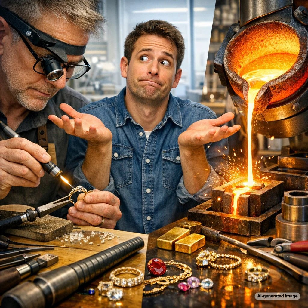 Hand fabrication vs casting for jewelry design - Robinson's Jewelers educational blog post