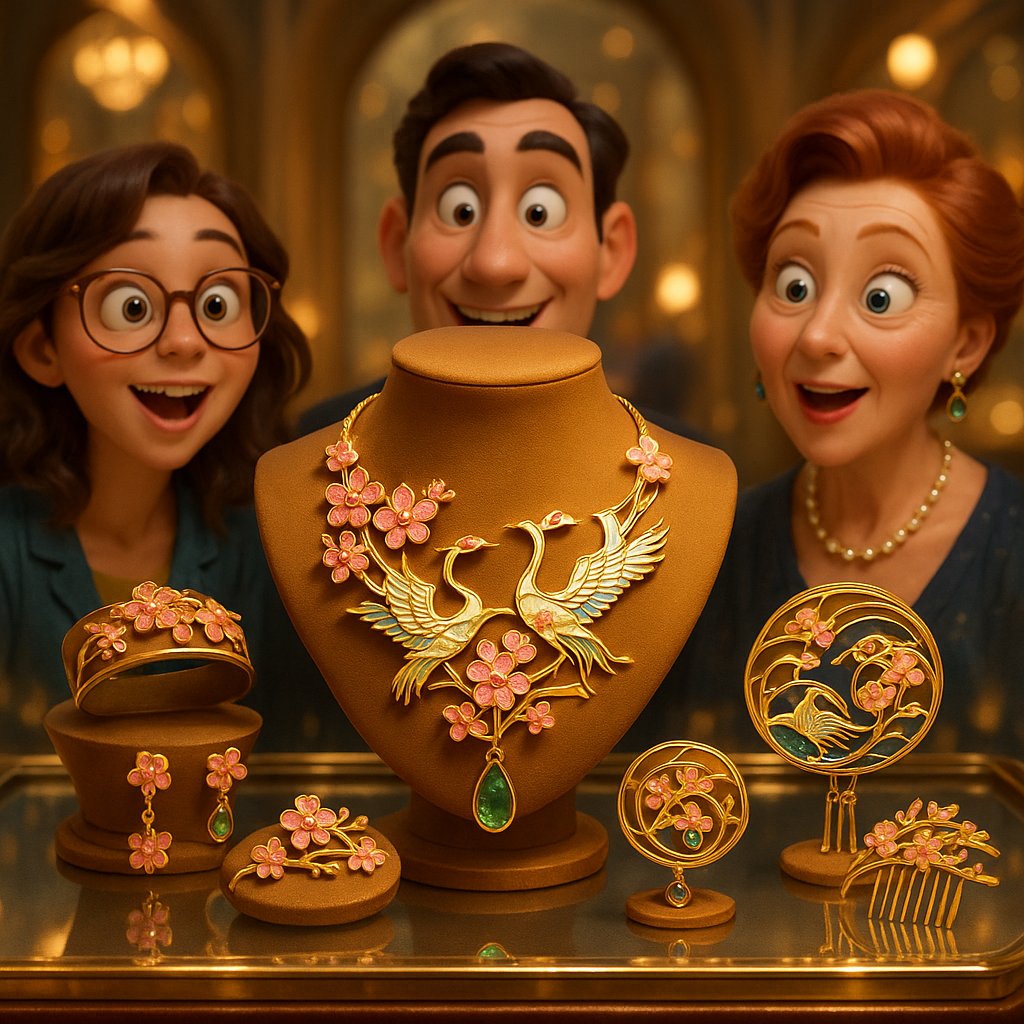 Art Nouveau jewelry with Japanese influence featuring dragonfly motif with enamel and gemstones