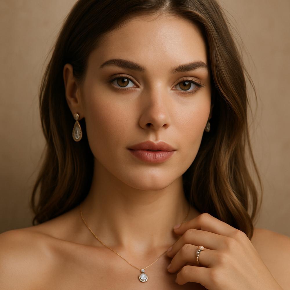 Close-up of a stunning fine jewelry piece featuring diamonds and gold, showcasing the brilliance and craftsmanship of Robinson's Jewelers.