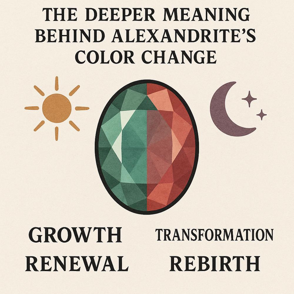 Alexandrite gemstone showing color change from green to red under different lighting conditions