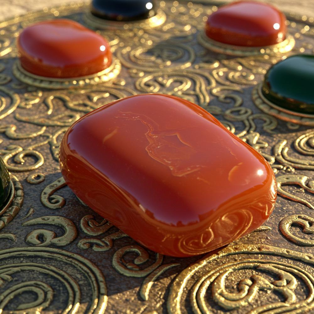 A stunning carnelian gemstone set in a gold pendant, showcasing its rich red-orange hues and biblical significance.