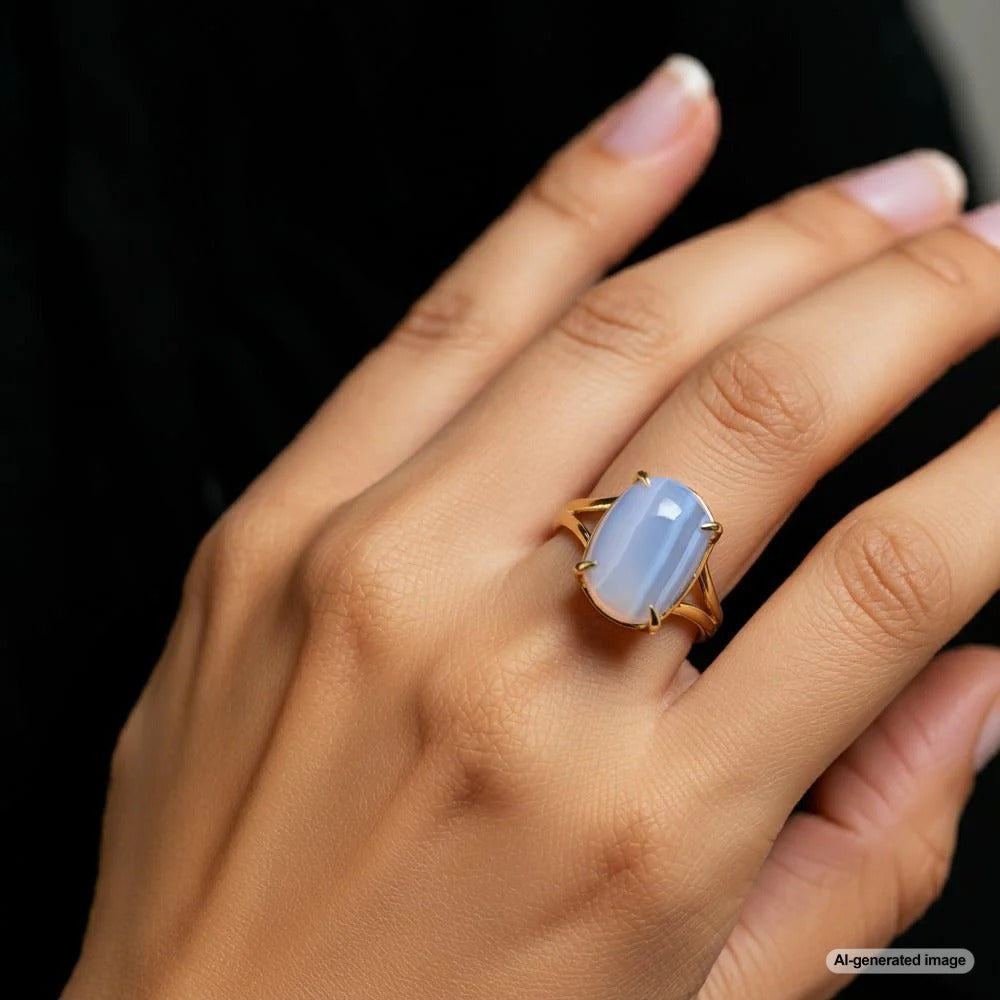 Elegant chalcedony gemstone jewelry showcasing its serene hues and gentle energy