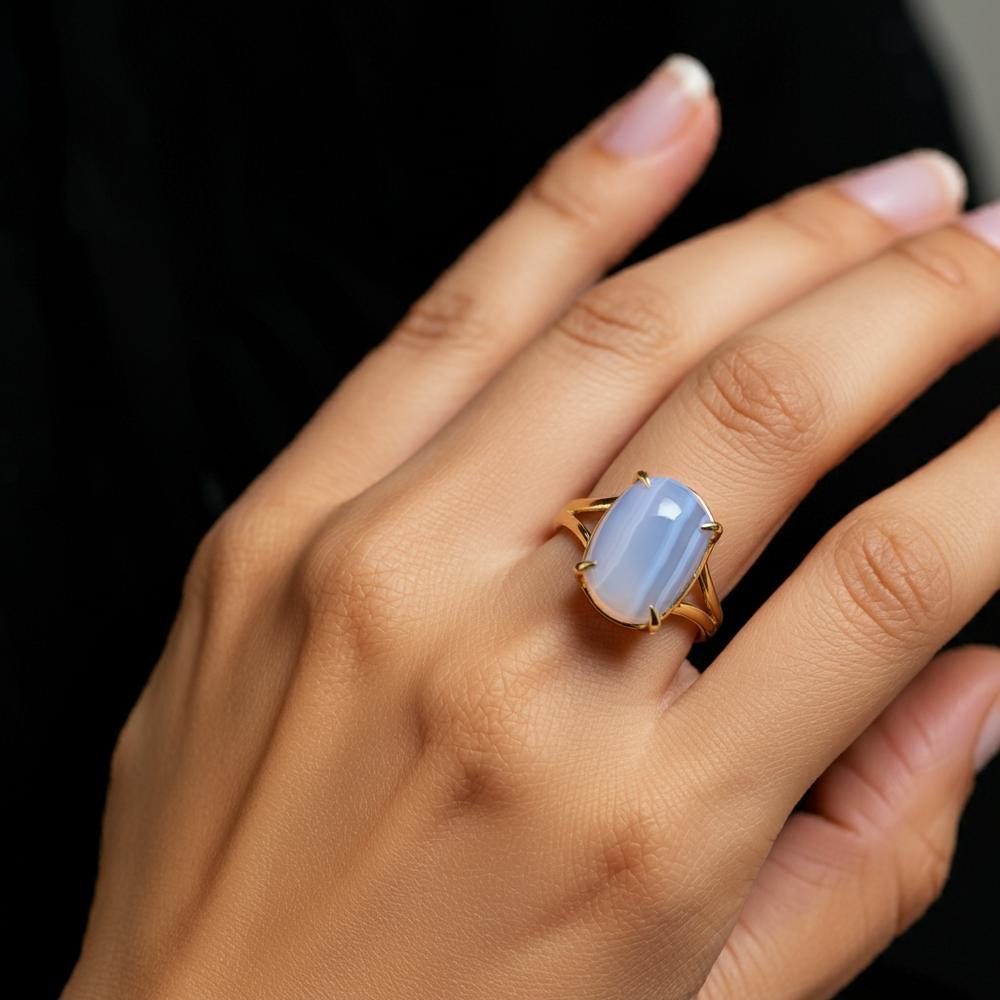 Elegant chalcedony gemstone jewelry showcasing its serene hues and gentle energy