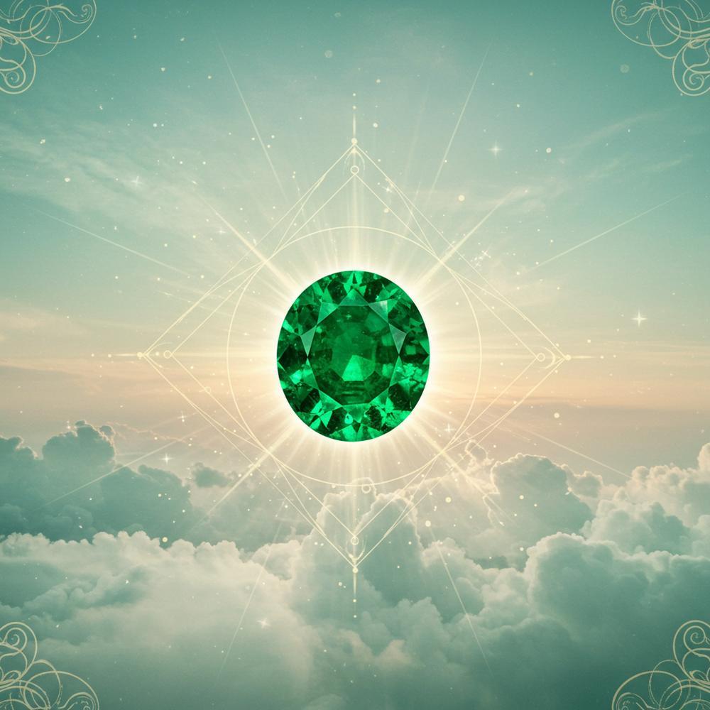 A stunning emerald gemstone set in an elegant gold ring, showcasing its deep green color and spiritual significance.