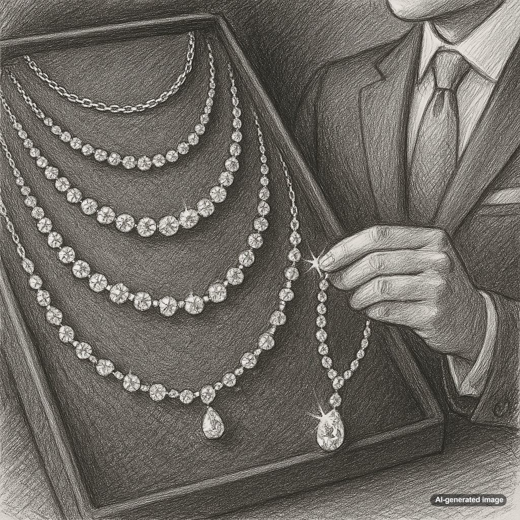 Woman wearing different necklace lengths with style tips
