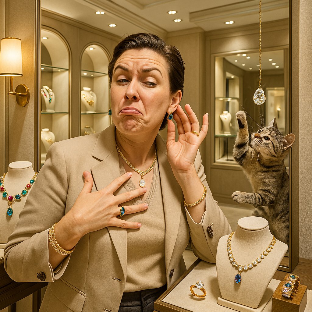 Assortment of gold and silver jewelry including rings and bracelets on a neutral background