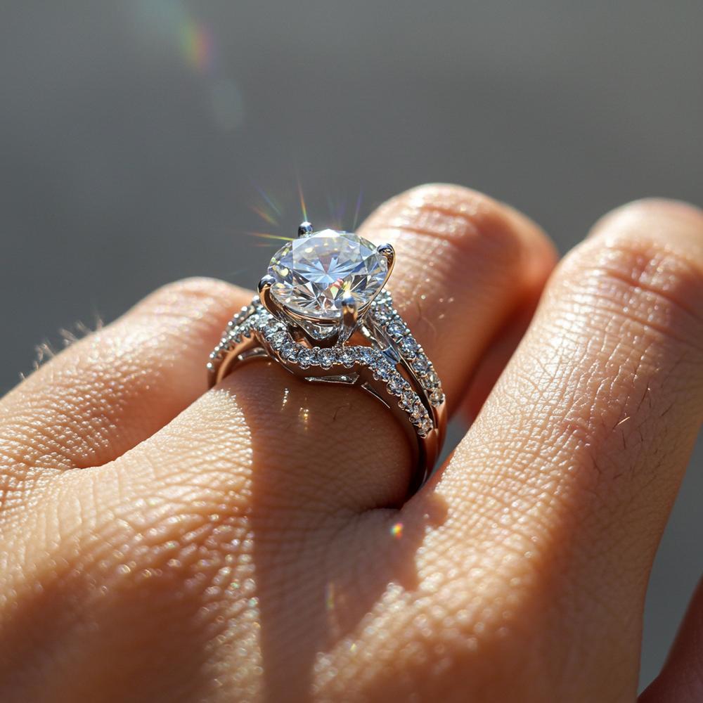 Diamond sparkling under natural light, showcasing brilliance and fire