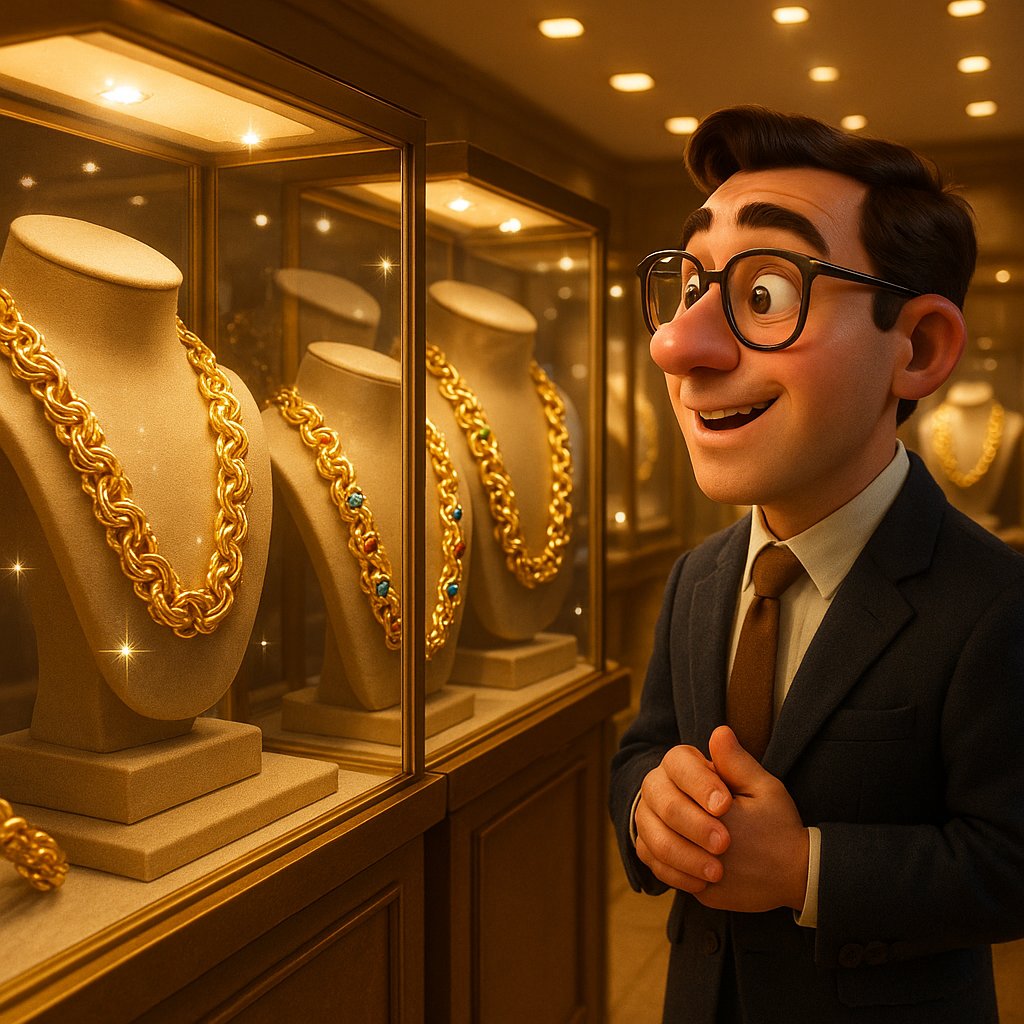 A detailed close-up of an intricate gold Byzantine chain, showcasing its complex woven pattern and luxurious texture.