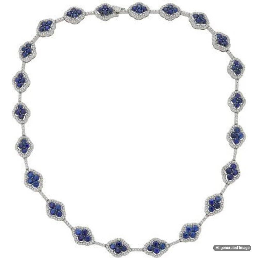 Elegant sapphire jewelry showcasing a blue sapphire ring, necklace, and earrings