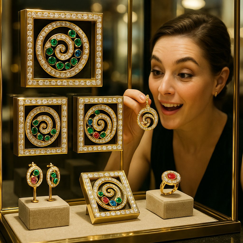 Elegant spiral within square design jewelry piece from Robinson's Jewelers collection