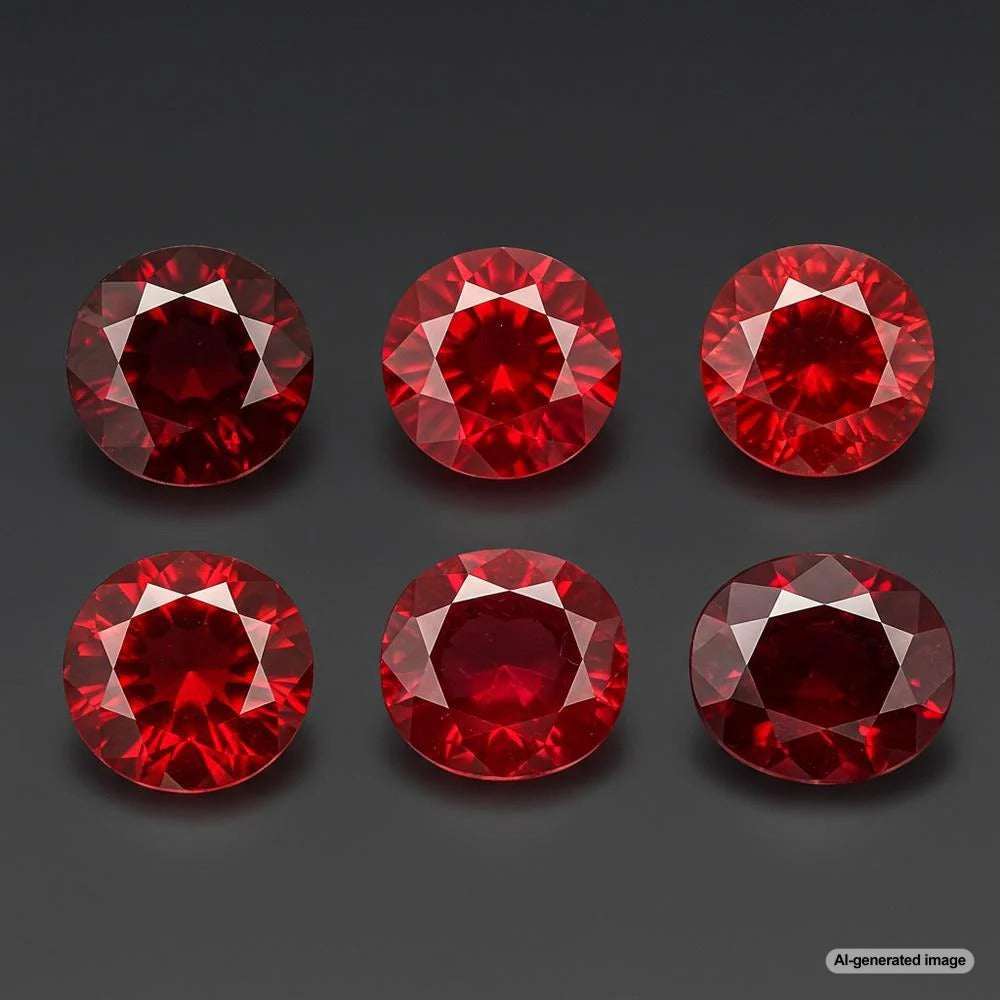 Comparison of ruby and similar red gemstones including garnet, spinel, and rubellite