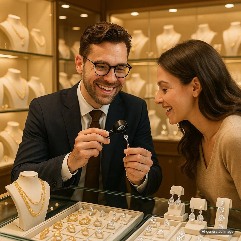 Conflict-free diamond education guide showing ethical diamond certification and beautiful diamond jewelry