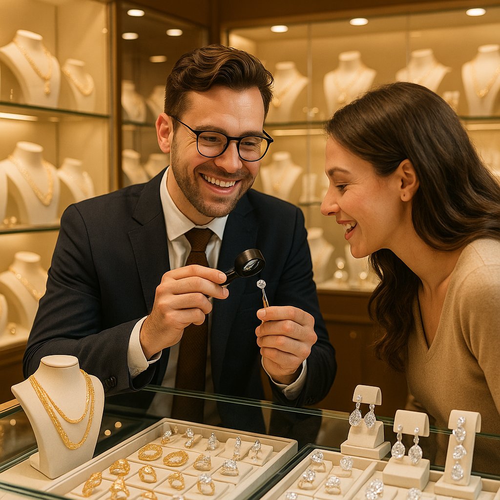 Conflict-free diamond education guide showing ethical diamond certification and beautiful diamond jewelry