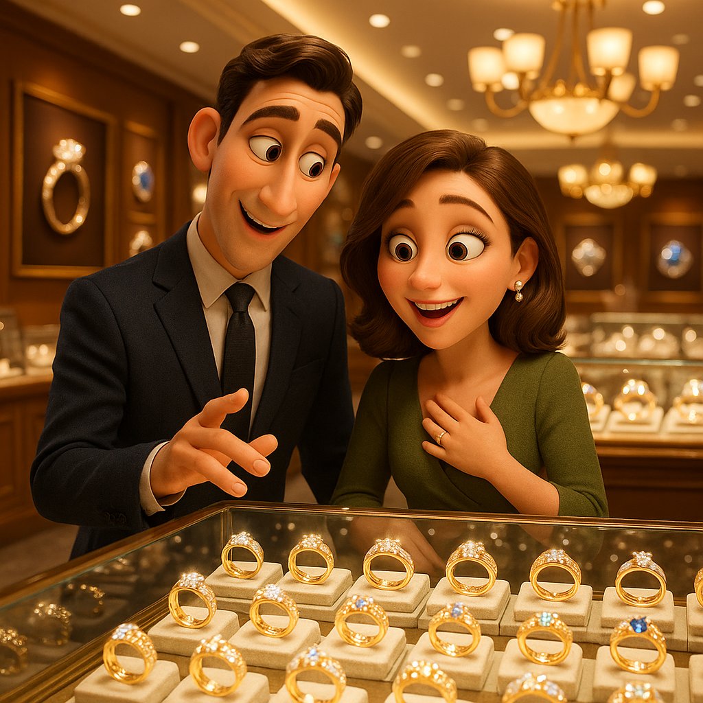 A beautiful stack of diamond eternity and wedding bands on a woman's hand, showcasing an upgrade for a major anniversary.