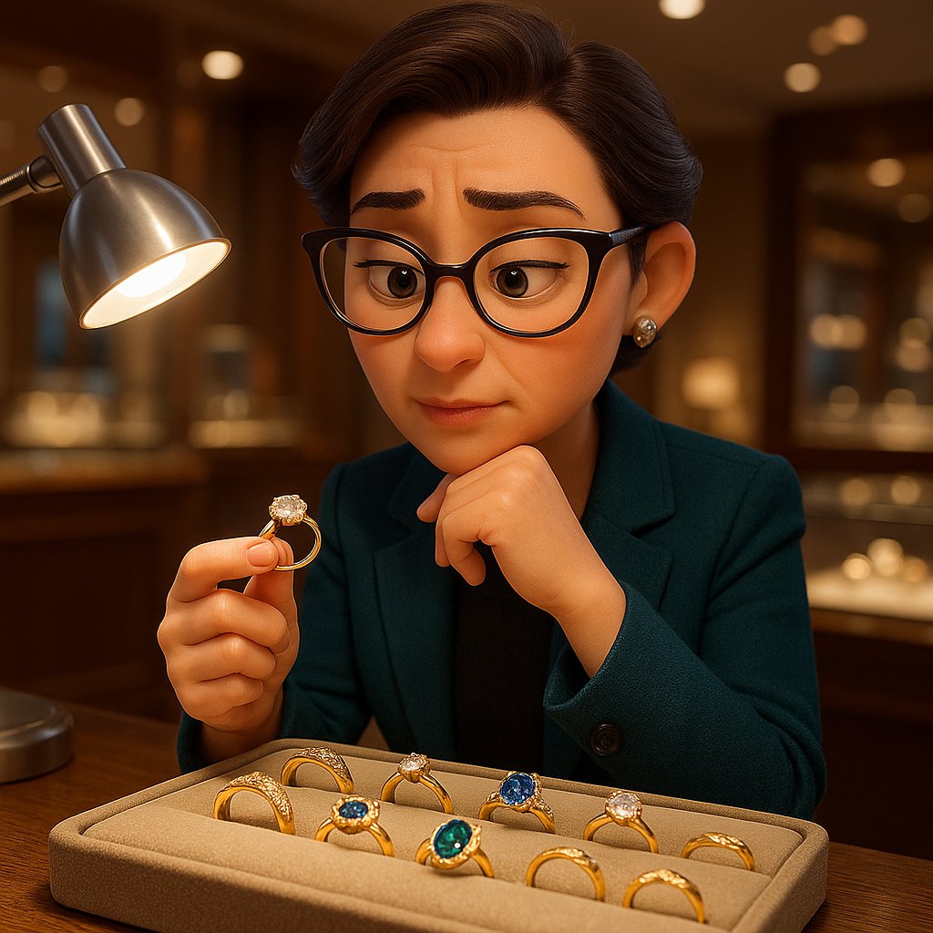 Close-up of a woman's hand with a beautiful diamond ring that is slightly too loose on her finger