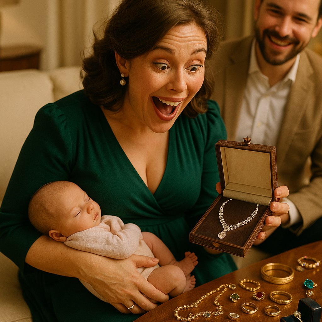 A graceful hand wearing a delicate diamond tennis bracelet and a ring with a baby's birthstone, resting on a soft blanket next to tiny baby shoes.