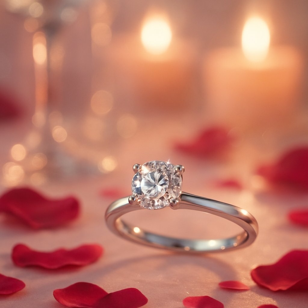 Diamond anniversary ring sparkling on a velvet box