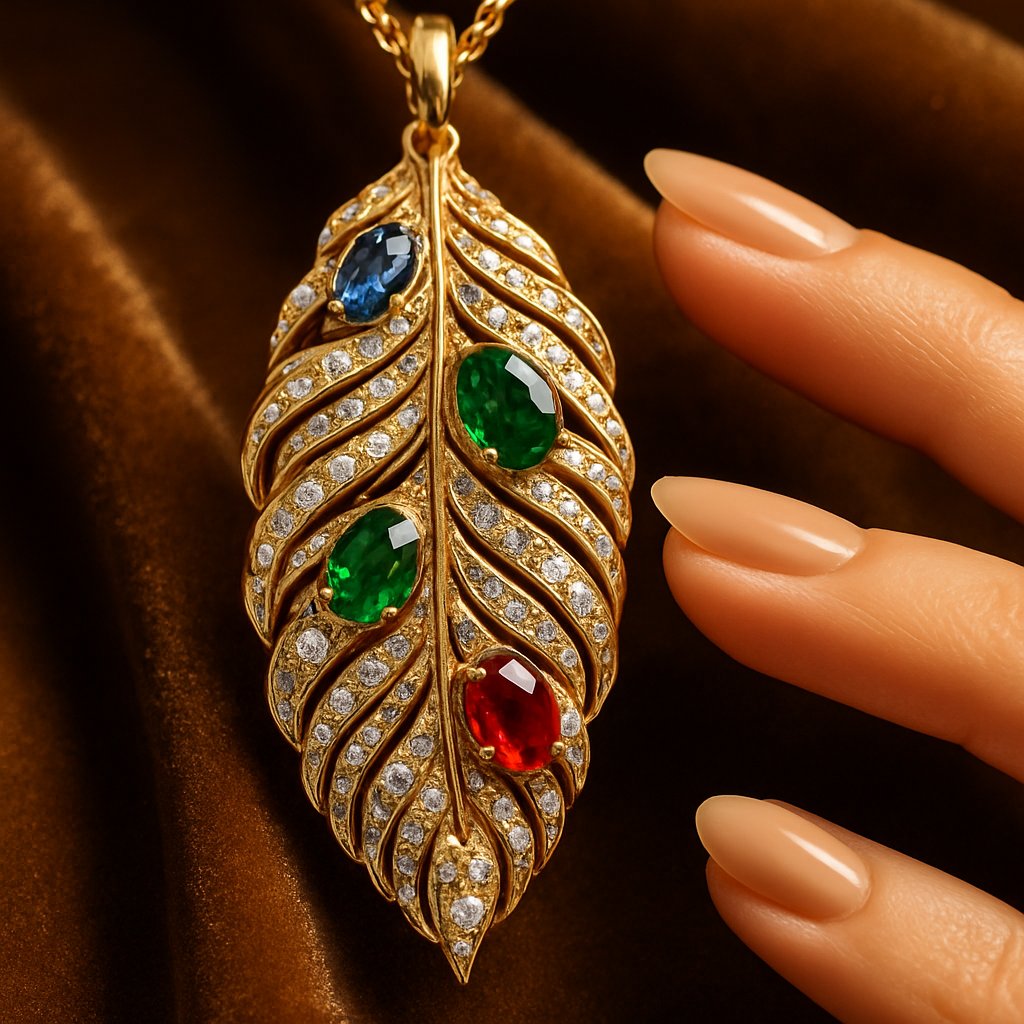 Elegant feather pendant necklace showcasing intricate detailing and symbolic design