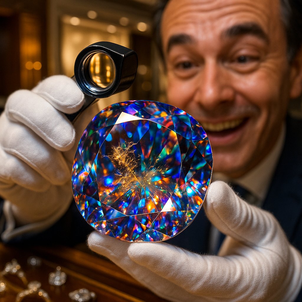 Close-up macro photograph of a stunning gemstone with visible inclusions and unique internal characteristics, showcasing nature's artistry.