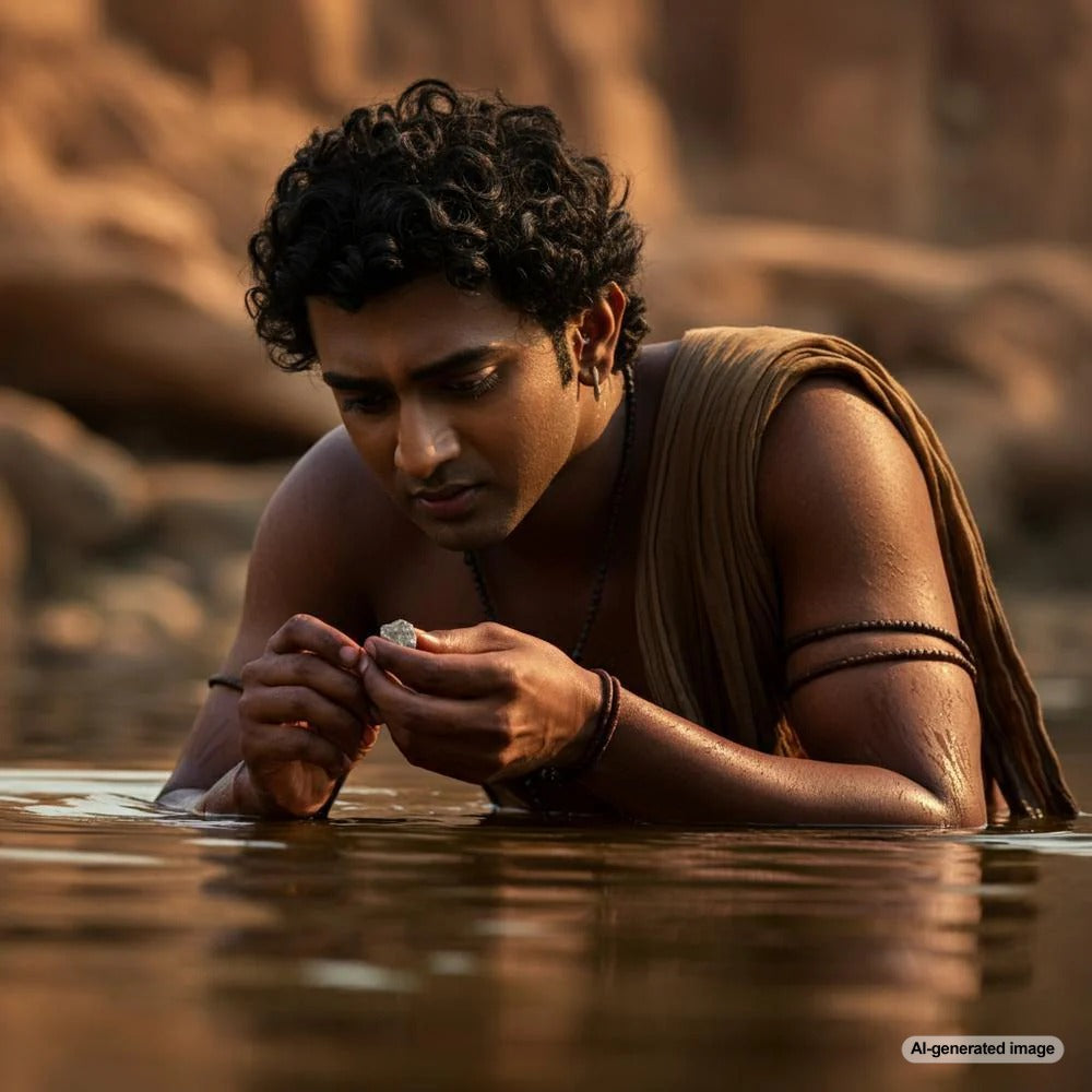 Ancient Indian diamond mining along the Golconda riverbanks