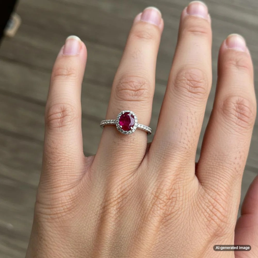 A beautiful ruby ring worn on the ring finger