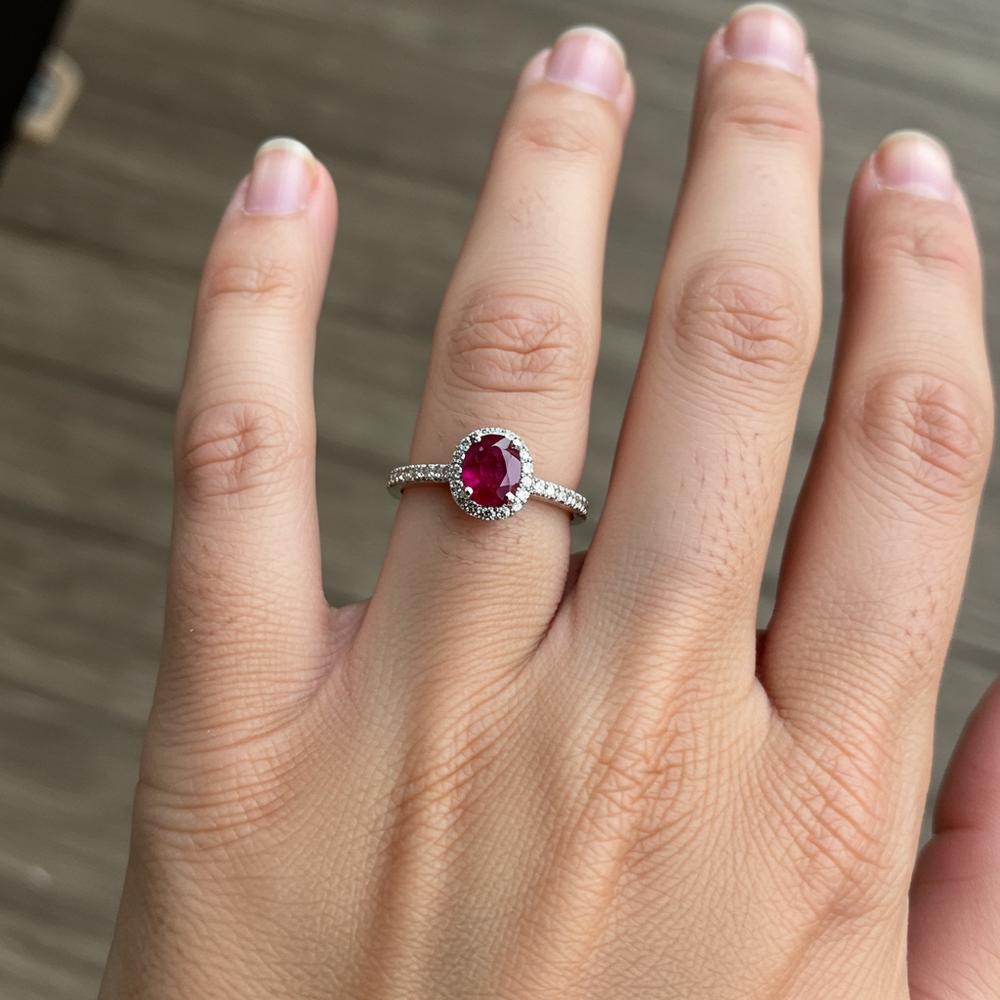 A beautiful ruby ring worn on the ring finger