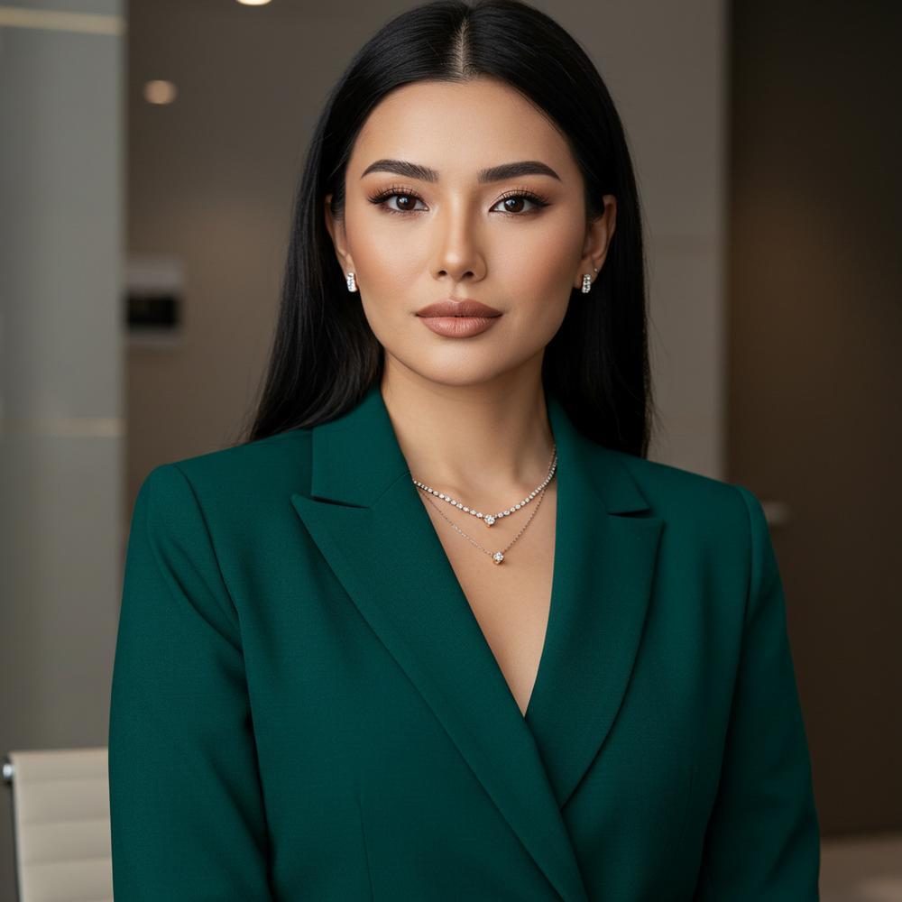 Elegant professional jewelry choices, including diamond studs, pearl necklaces, and minimalist bracelets