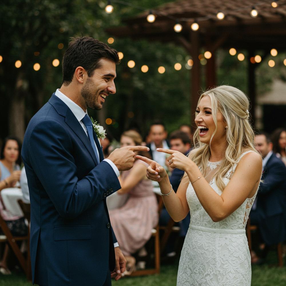 A newlywed couple enjoying their honeymoon on a luxurious beach resort