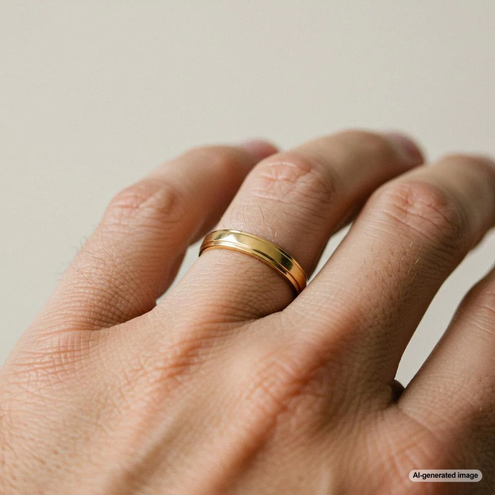 Elegant wedding bands displayed on a velvet tray, showcasing classic gold and diamond designs