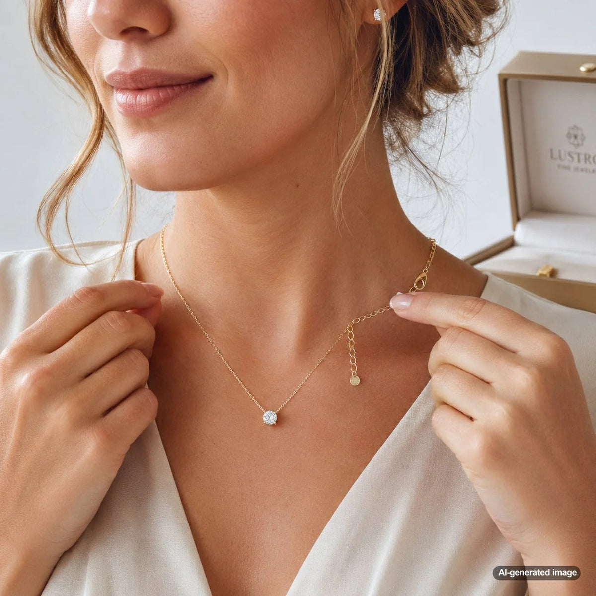 A stylish display of adjustable necklaces and chains from Robinson's Jewelers, showcasing versatile and wearable jewelry pieces.