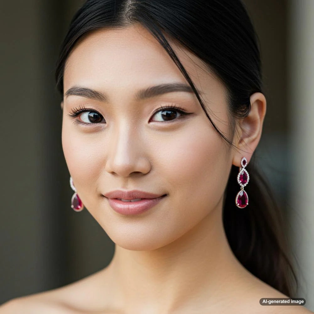 Elegant raindrop-shaped gemstone earrings showcasing brilliant colors and sophisticated design
