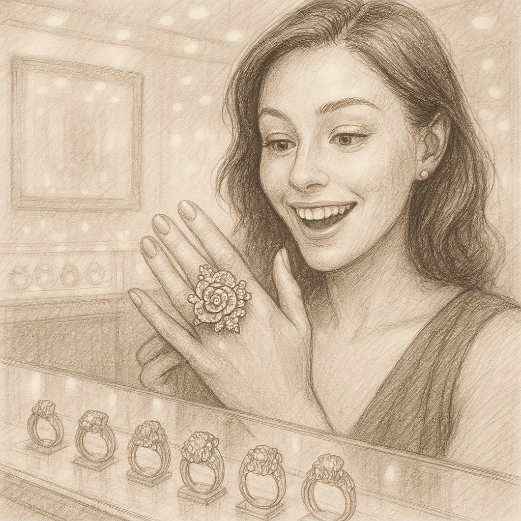 Exquisite floral-inspired diamond ring featuring rose motifs with brilliant gemstone accents