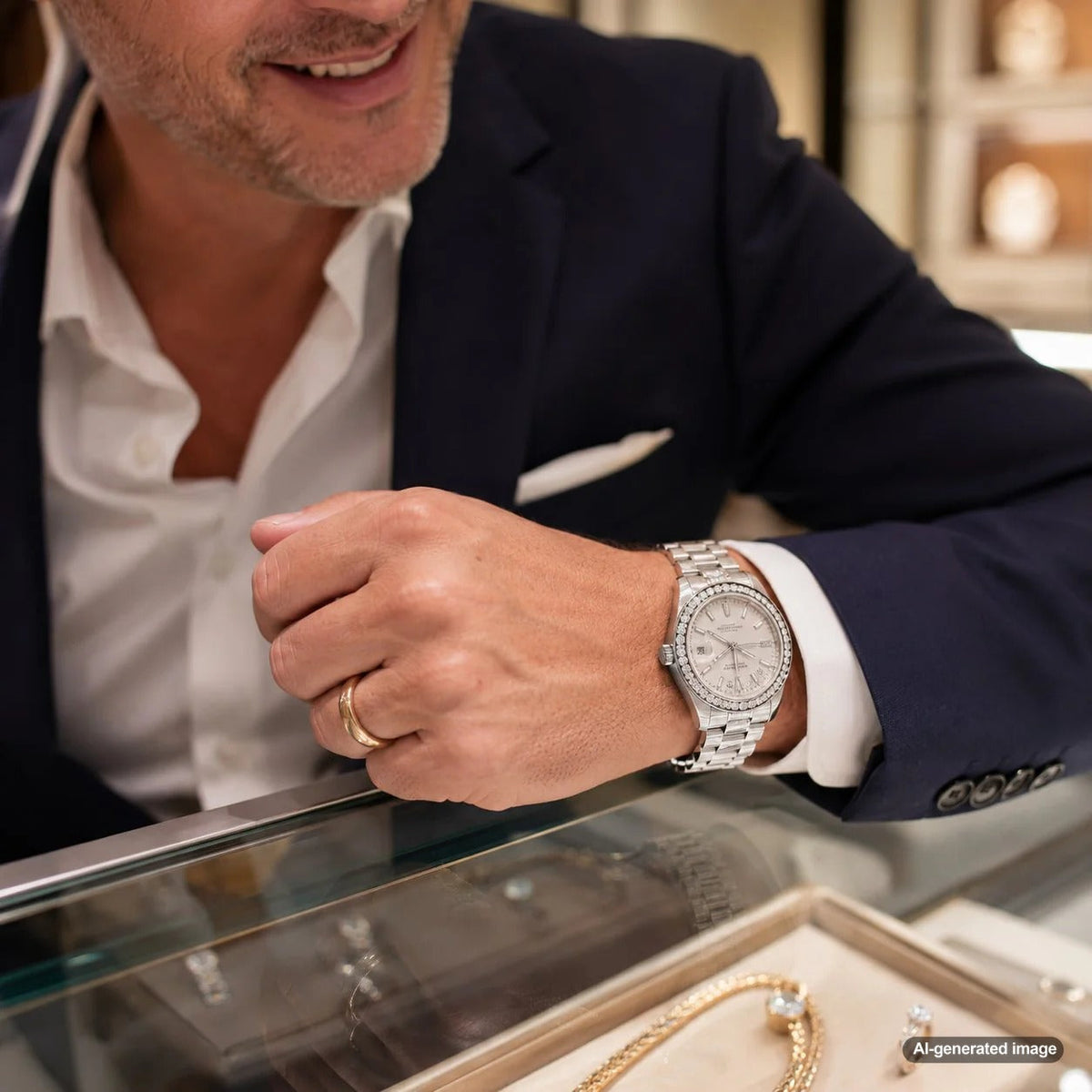 A stunning diamond bezel watch sparkles on a wrist, showcasing the perfect blend of fine timekeeping and exquisite jewelry craftsmanship against a luxurious backdrop