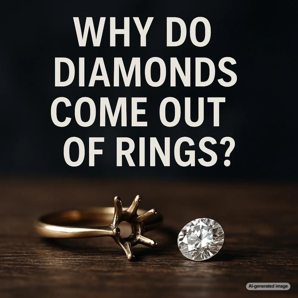 Close-up of a diamond ring with a loose stone, highlighting the importance of secure settings