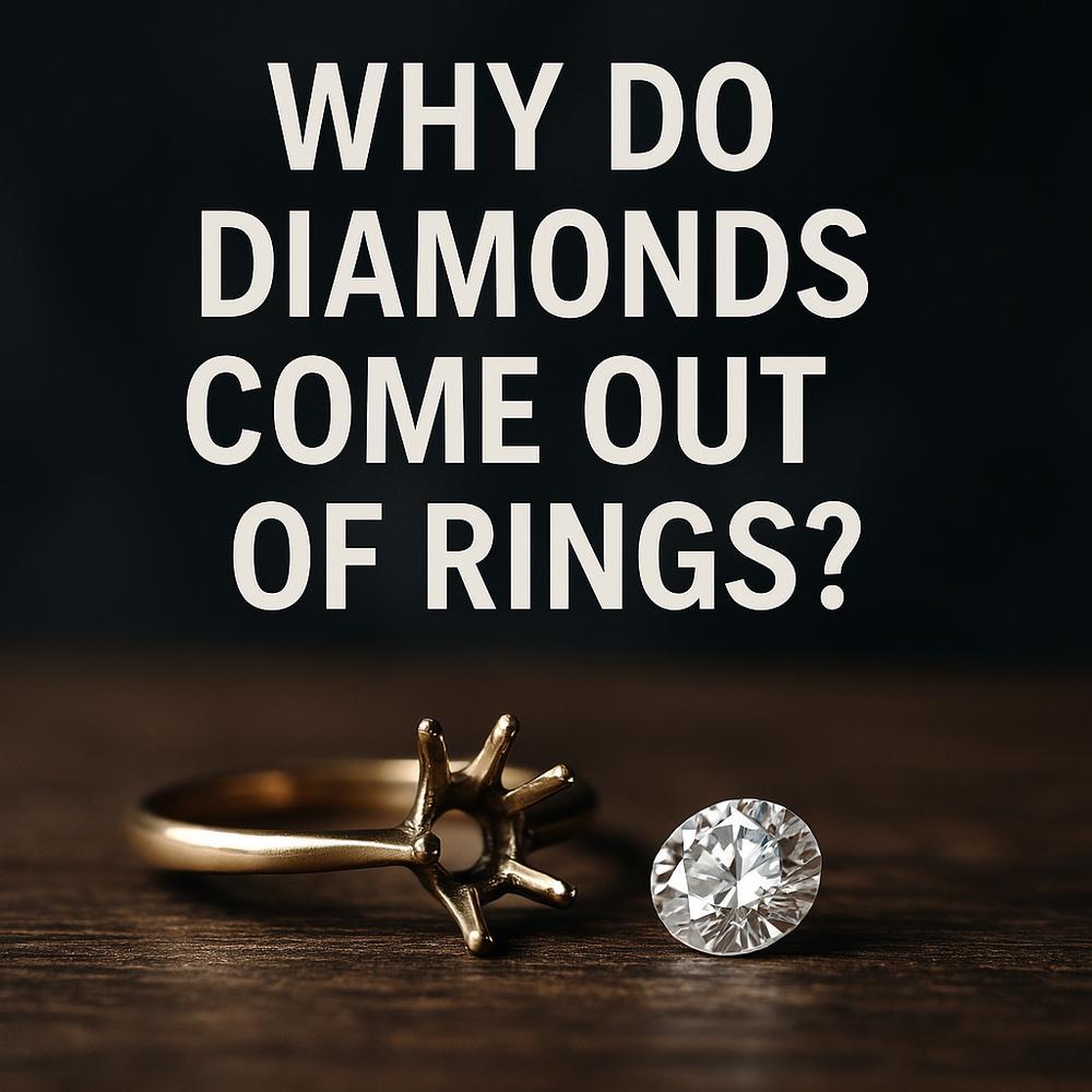 Close-up of a diamond ring with a loose stone, highlighting the importance of secure settings