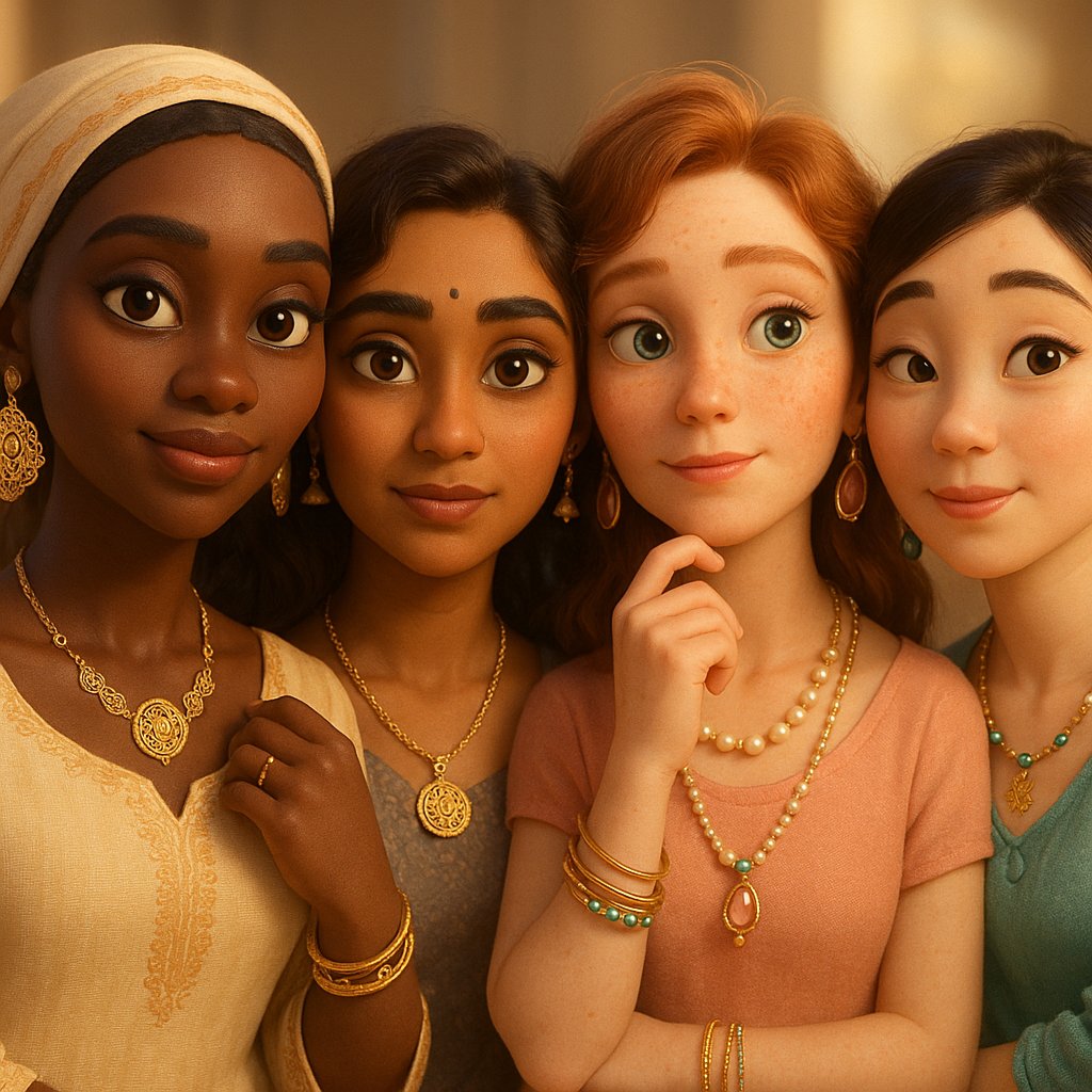 Woman wearing layered necklaces, stackable rings, and statement earrings from Robinson's Jewelers