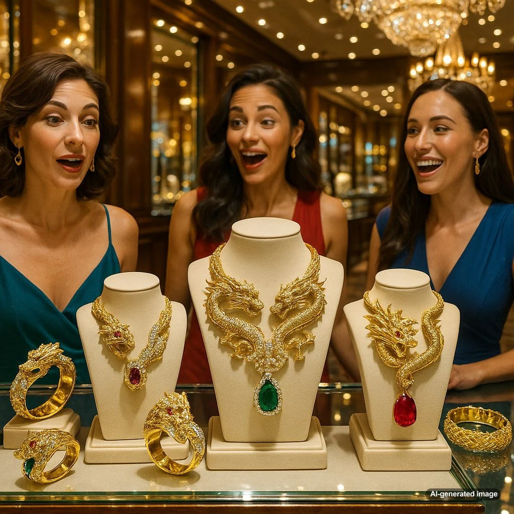 Luxury dragon-inspired jewelry piece featuring intricate details and precious gemstones