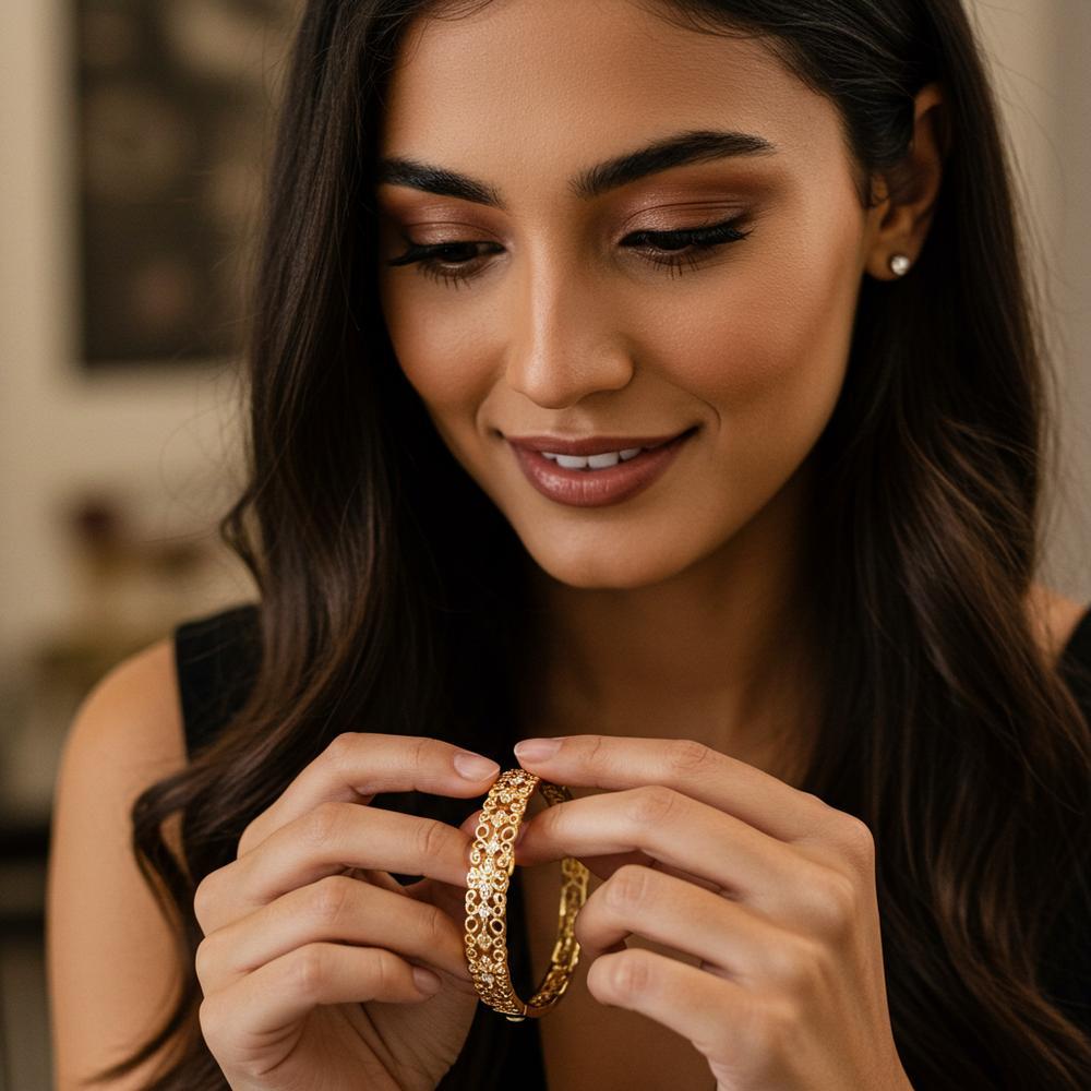 A close-up of a woman holding a sentimental heart locket, symbolizing emotional attachment to jewelry.