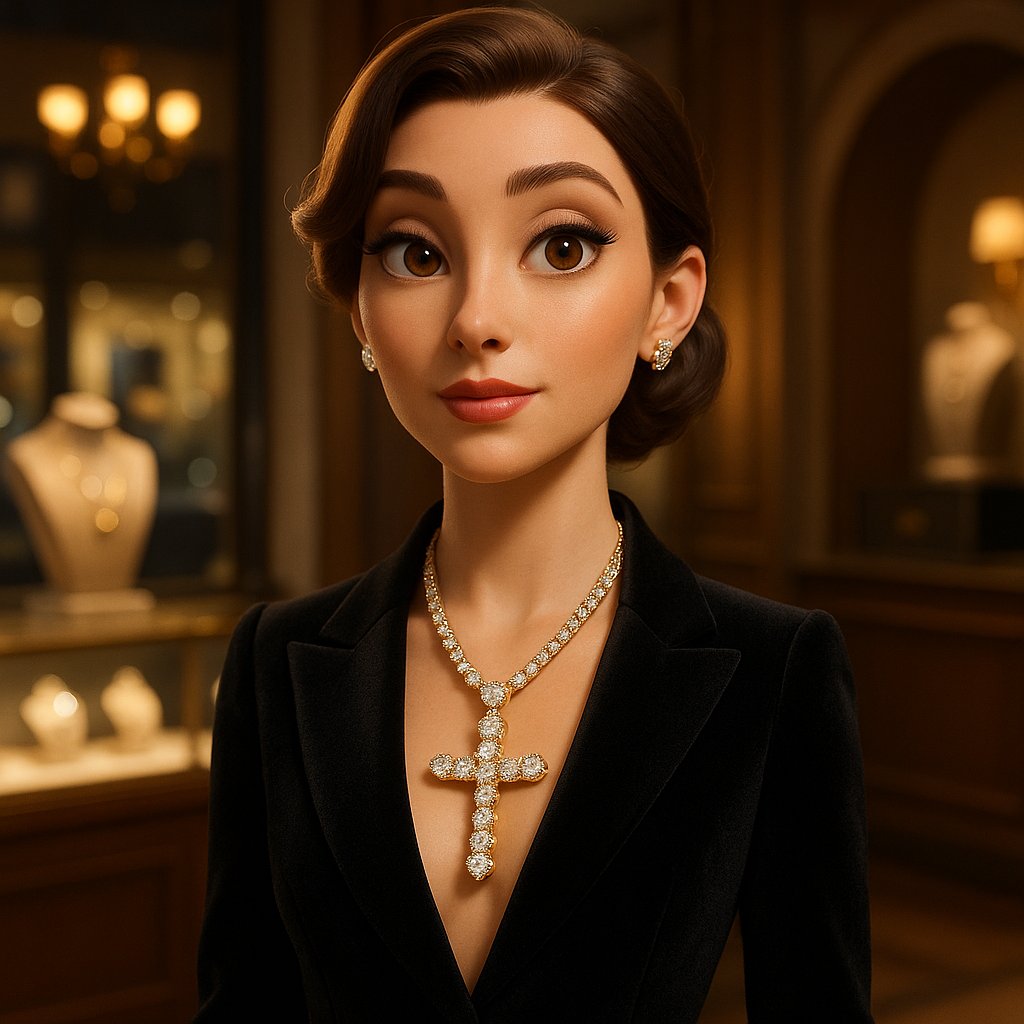 Elegant diamond cross necklace from Robinson's Jewelers collection displayed on velvet