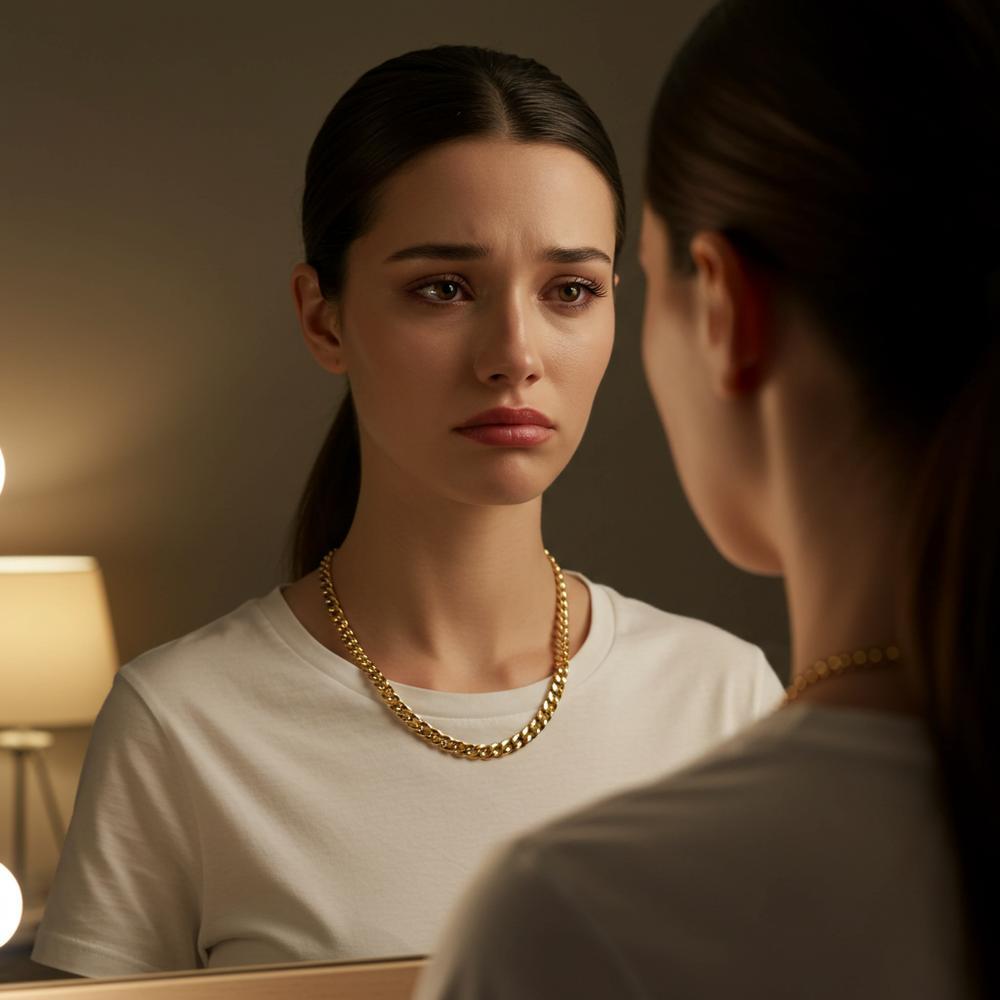 Woman wearing different necklace styles to find the perfect fit