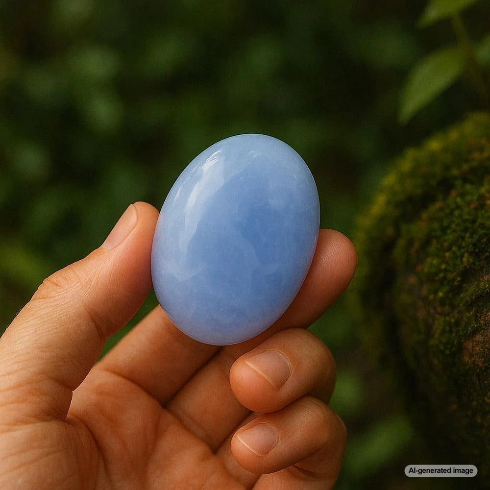 Chalcedony gemstone jewelry showcasing its serene blue hues and nurturing energy
