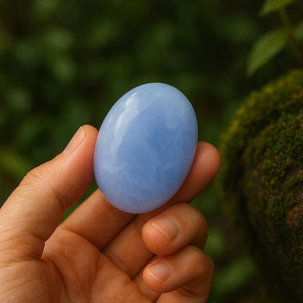 Chalcedony gemstone jewelry showcasing its serene blue hues and nurturing energy