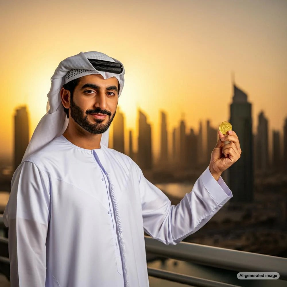 Gold jewelry displayed in Dubai's Gold Souk