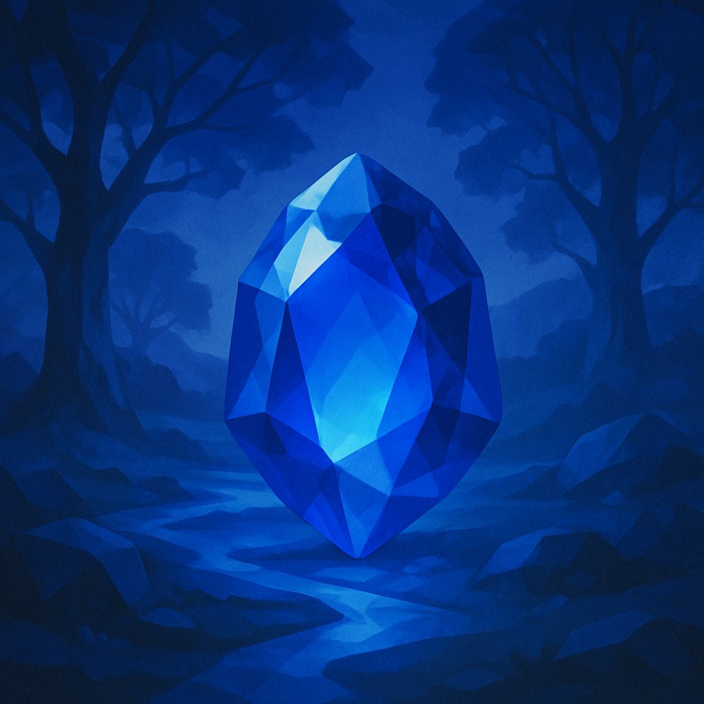 Close-up of a stunning blue sapphire gemstone in an elegant gold setting, showcasing the deep blue hue that symbolizes wisdom