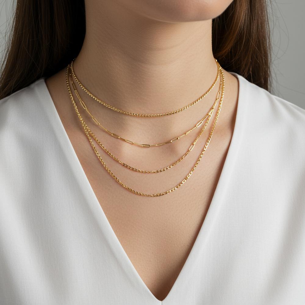 Elegant layered necklaces and bracelets showcasing the versatility of layered jewelry for all body types