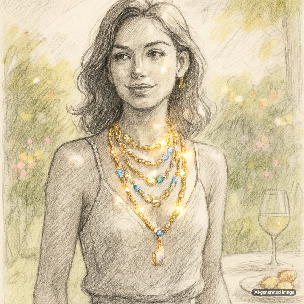 Stylish layered necklaces from Robinson's Jewelers, perfect for casual everyday wear
