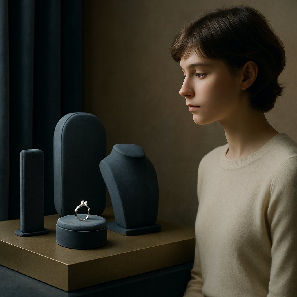 Modern millennial woman wearing elegant jewelry from Robinson's Jewelers