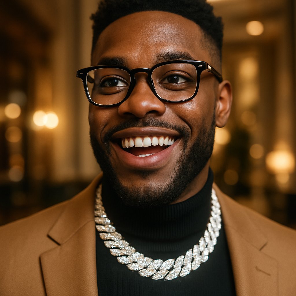 Luxury diamond chain for men with sparkling stones on a black background