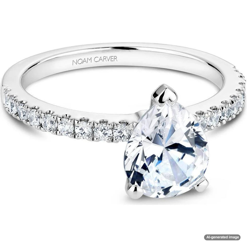 A stunning pear-shaped diamond engagement ring set in a delicate rose gold band, showcasing its unique teardrop shape and brilliant sparkle.